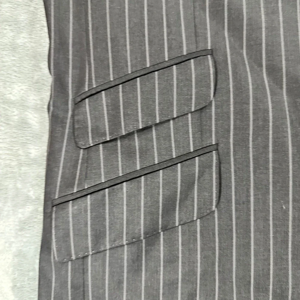 Banana Republic Mens 44R Wool Pinstripe Blazer Jacket Charcoal Grey 324008-00